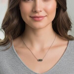 Kendra Scott Silver Elisa Gunmetal Filagree Necklace